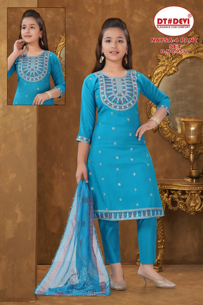 Naysa Vol 4 9537 Dt Devi Roman Silk Girls Readymade Pant Suits Manufacturer