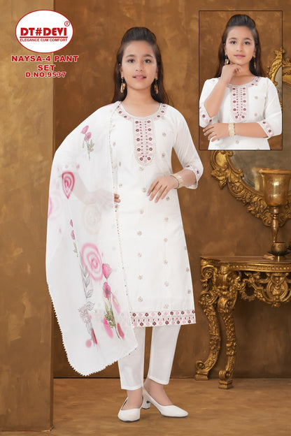 Naysa Vol 4 9537 Dt Devi Roman Silk Girls Readymade Pant Suits Manufacturer