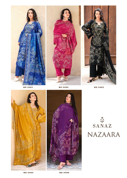 Nazaara Sanaz Viscose Muslin Pant Style Suits Exporter