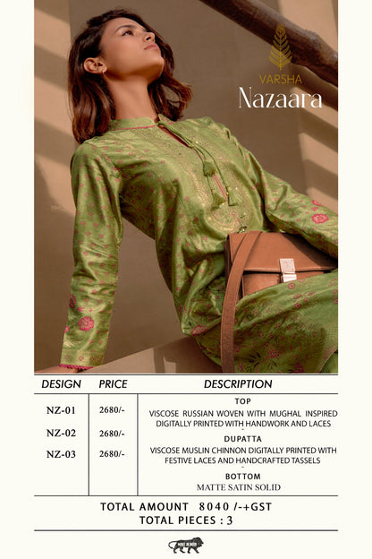 Nazaara Varshaa Viscose Pant Style Suits Supplier Gujarat