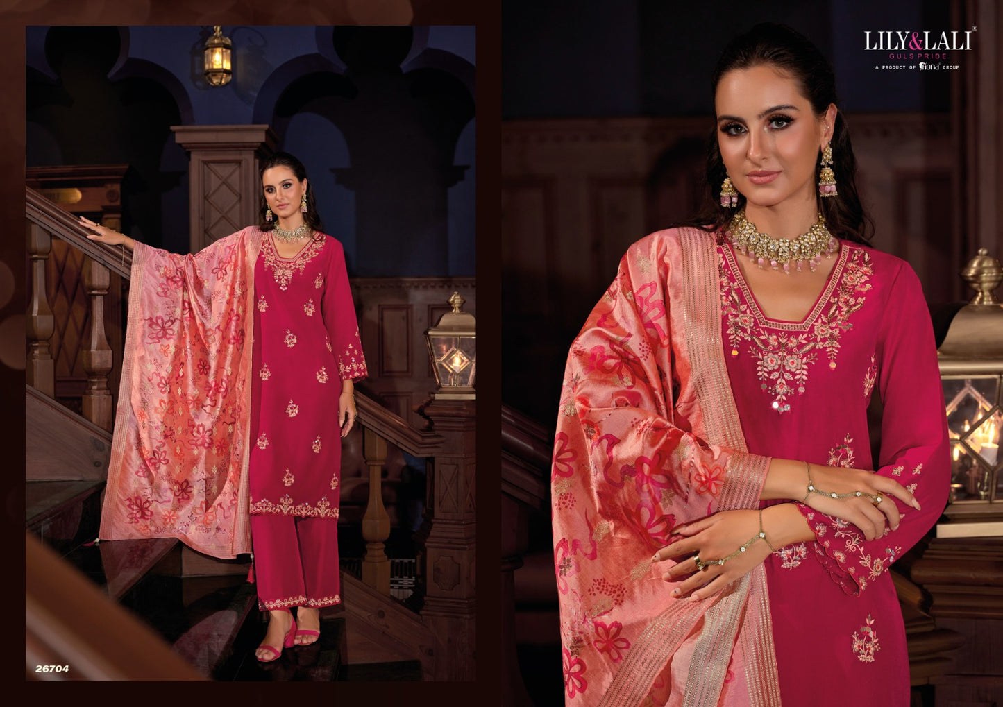 Nazaare Lily Lali Viscose Silk Readymade Pant Style Suits Exporter