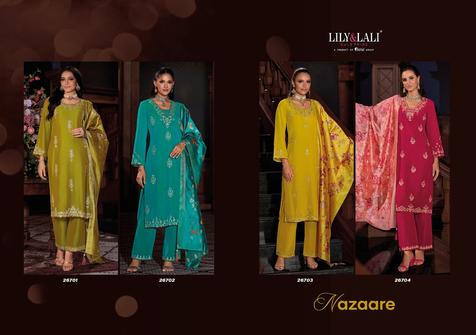 Nazaare Lily Lali Viscose Silk Readymade Pant Style Suits Exporter