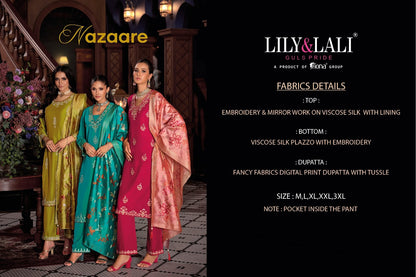 Nazaare Lily Lali Viscose Silk Readymade Pant Style Suits Exporter
