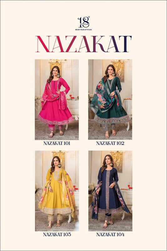 Nazakat 18 Attitude Muslin Readymade Anarkali Suits Wholesale