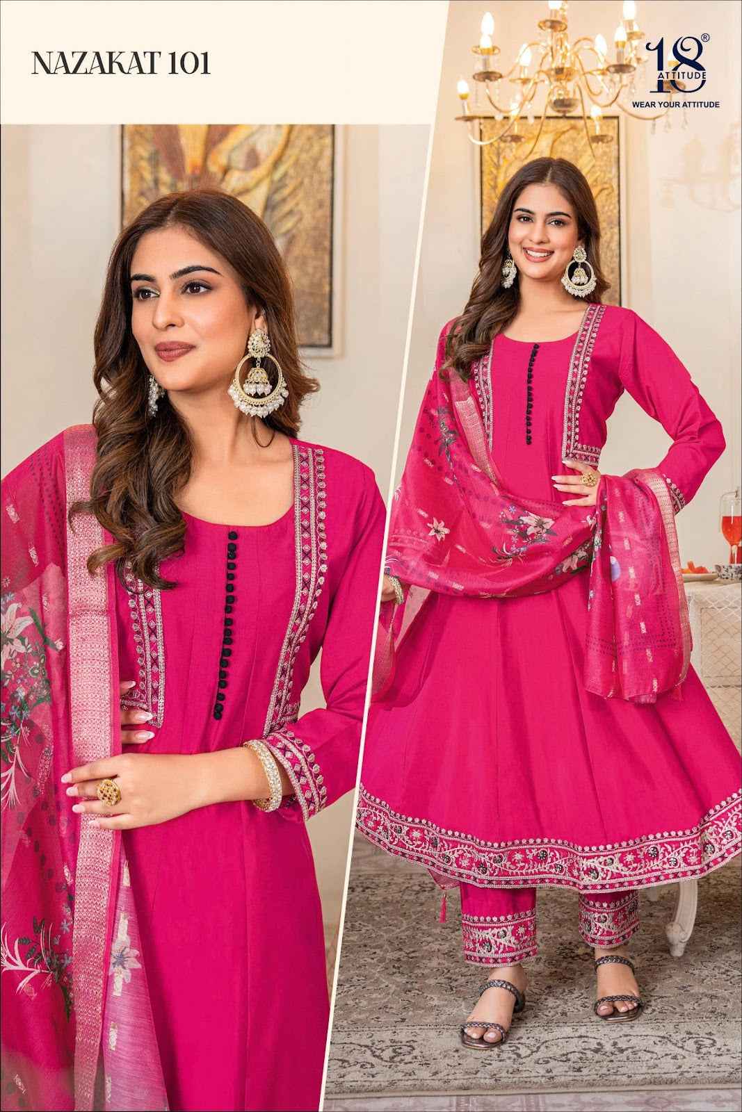Nazakat 18 Attitude Muslin Readymade Anarkali Suits Wholesale