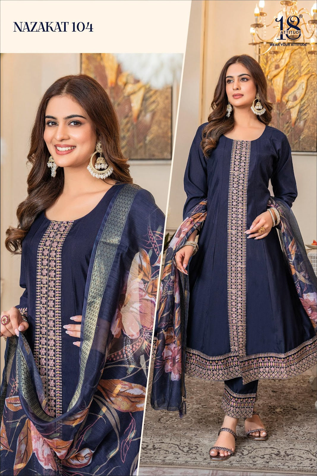 Nazakat 18 Attitude Muslin Readymade Anarkali Suits Wholesale