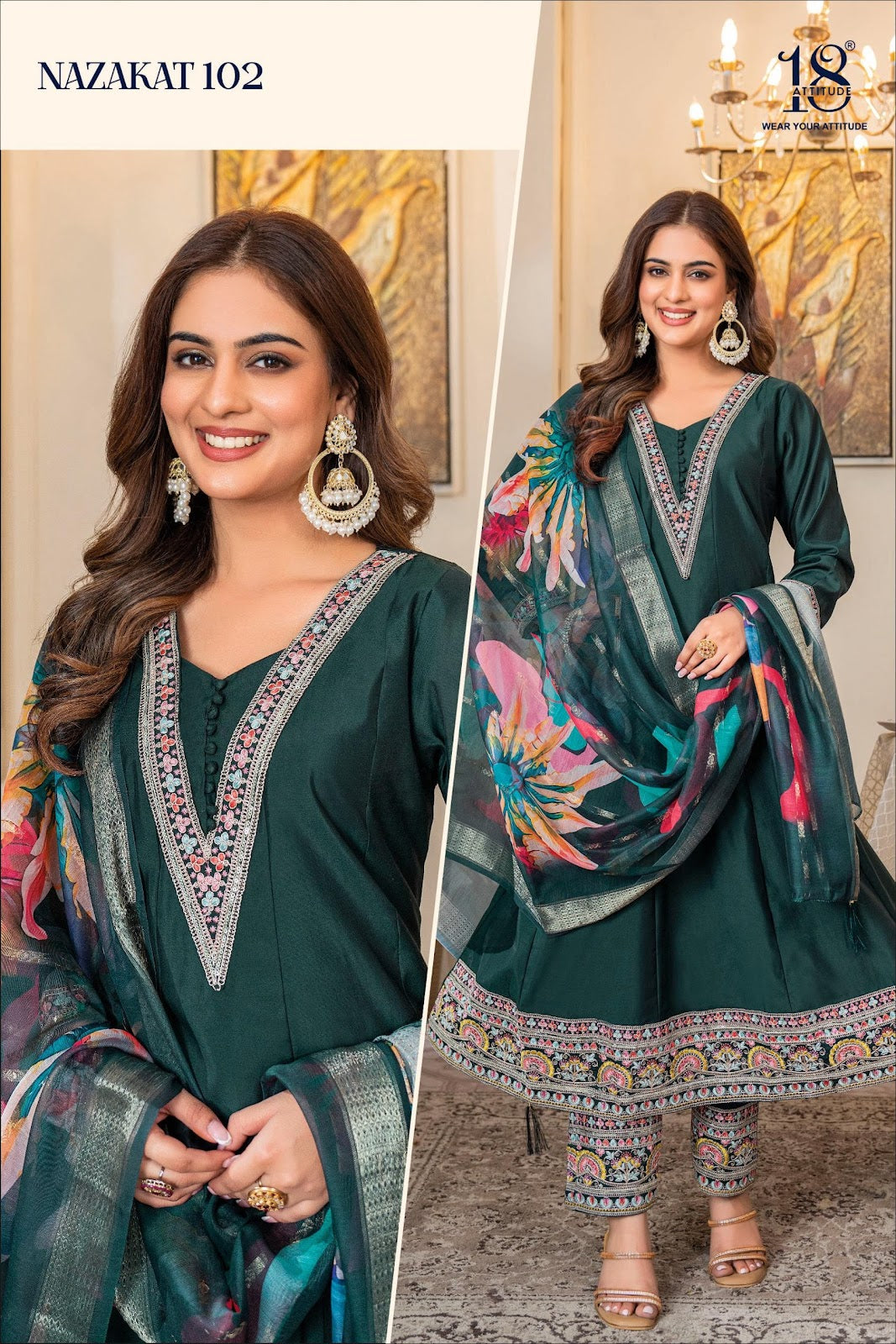 Nazakat 18 Attitude Muslin Readymade Anarkali Suits Wholesale