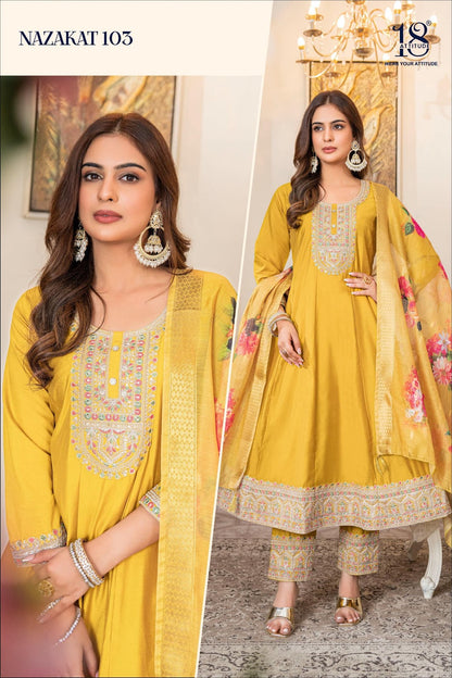 Nazakat 18 Attitude Muslin Readymade Anarkali Suits Wholesale