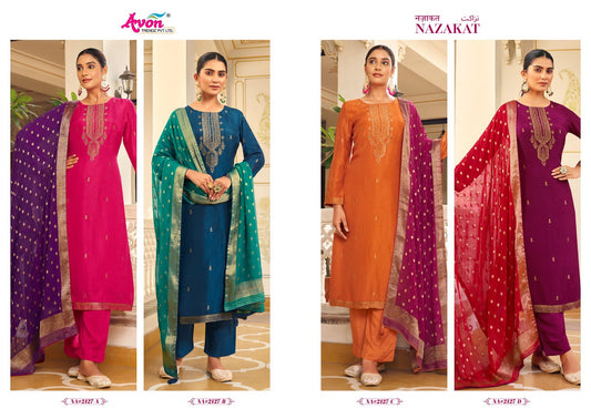 Nazakat Avon Trendz Russian Silk Pant Style Suits Manufacturer Gujarat