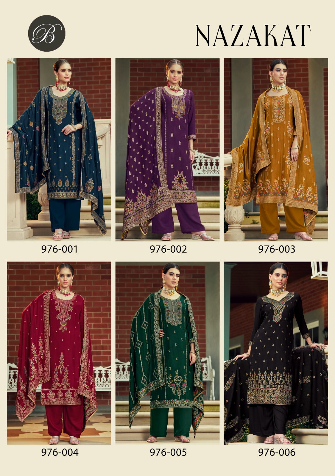 Nazakat Belliza Designer Studio Viscose Pashmina Suits Wholesaler India