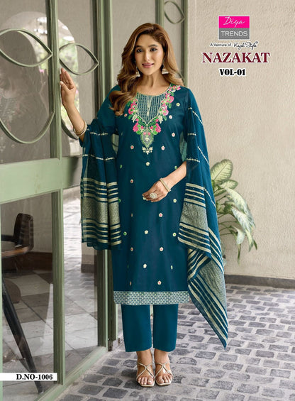 Nazakat Vol 1 Diya Trends Berlin Readymade Pant Style Suits Wholesaler India