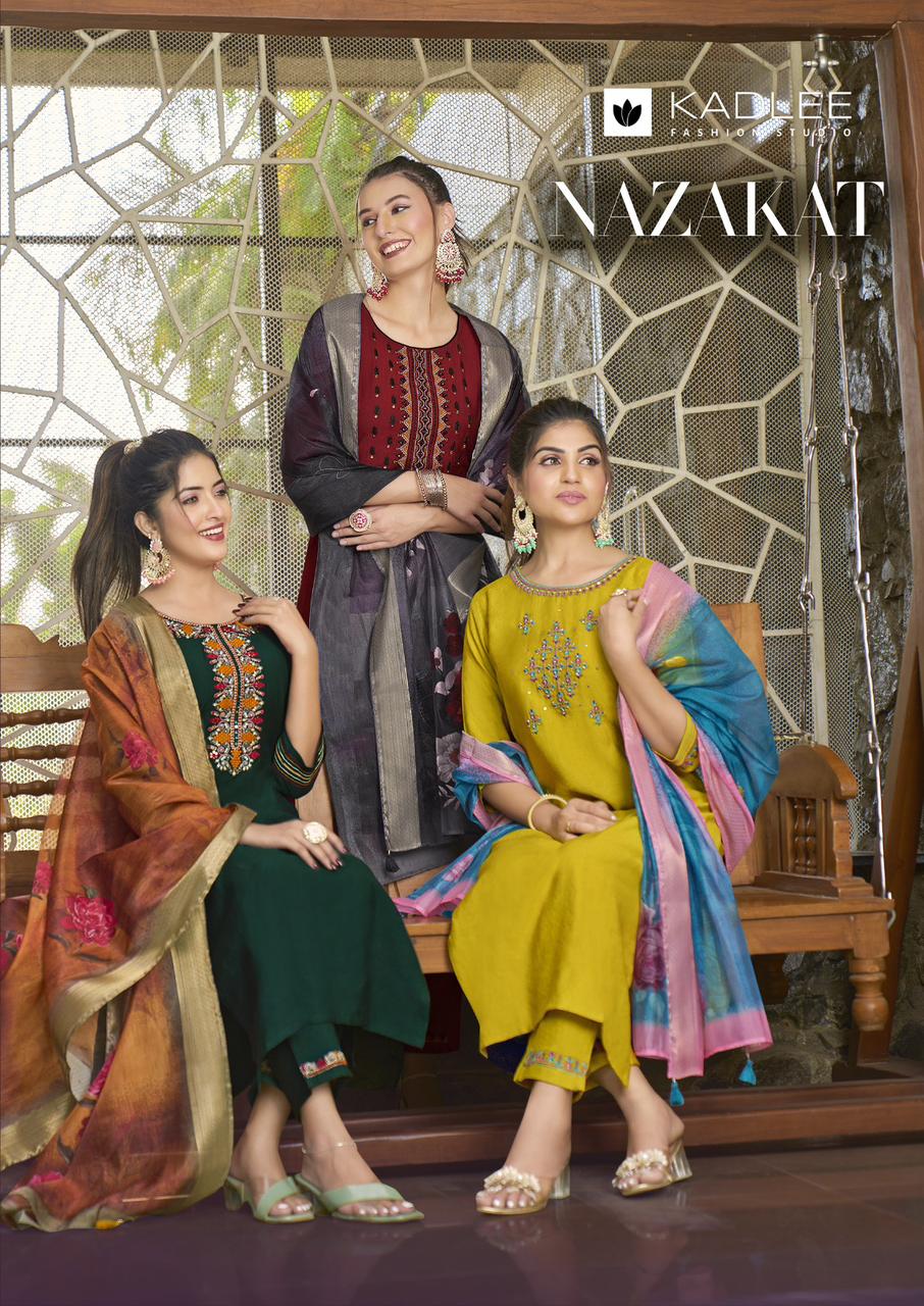 Nazakat Kadlee Viscose Weaving Readymade Pant Style Suits Manufacturer Gujarat