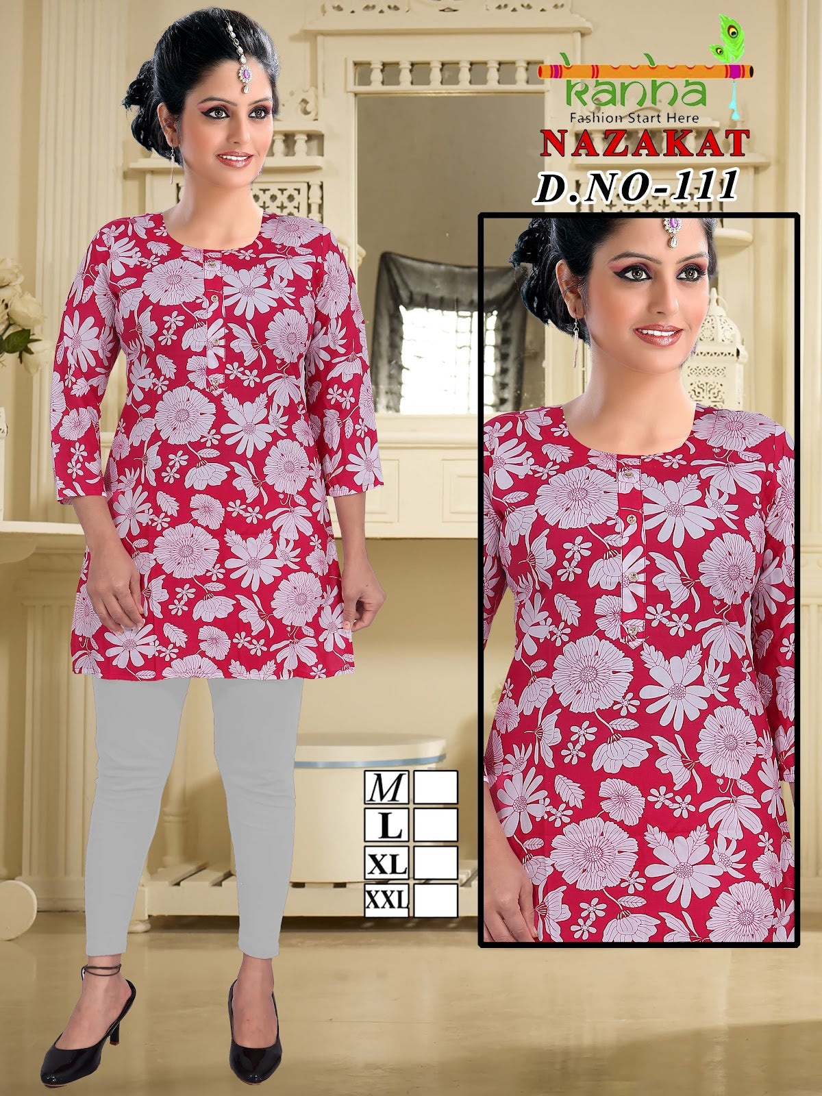 Nazakat Kanha Reyon Short Kurtis Exporter