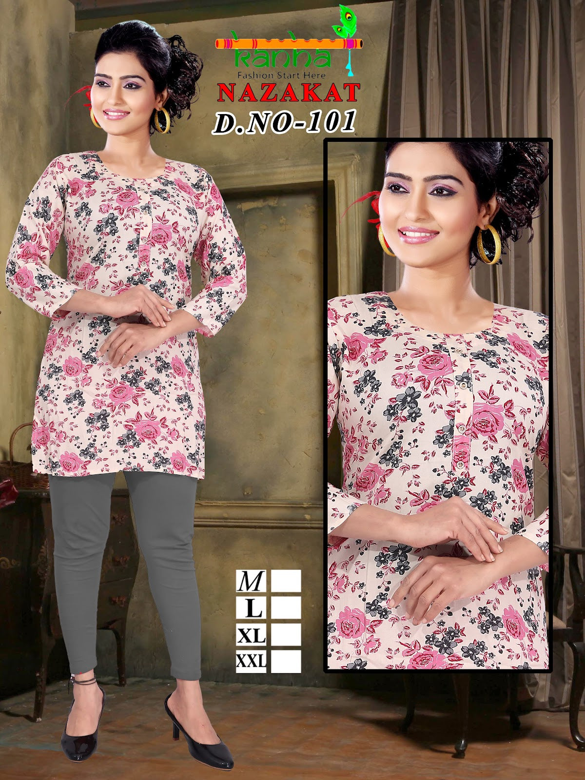 Nazakat Kanha Reyon Short Kurtis Exporter