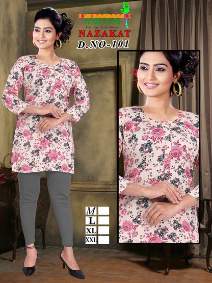 Nazakat Kanha Reyon Short Kurtis Exporter