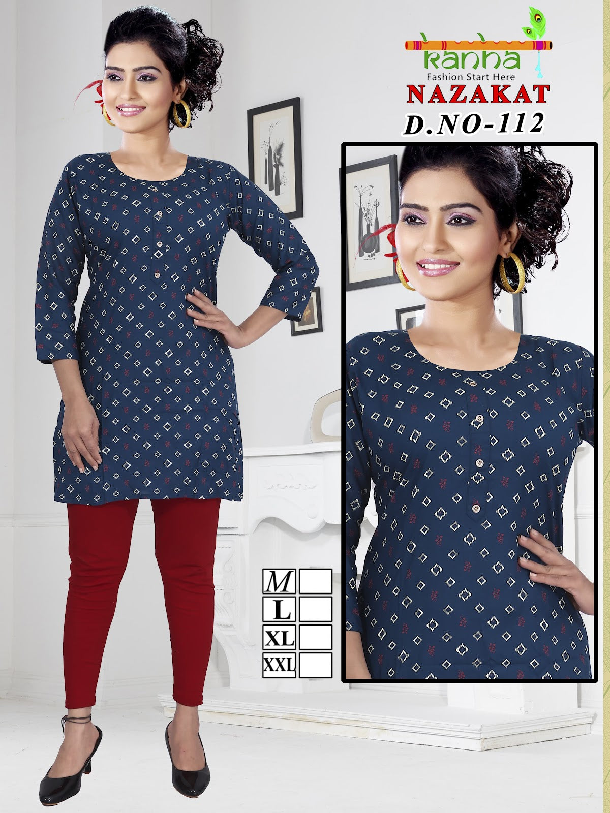 Nazakat Kanha Reyon Short Kurtis Exporter