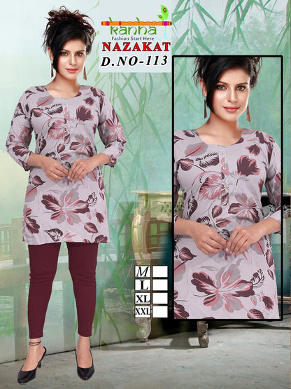 Nazakat Kanha Reyon Short Kurtis Exporter