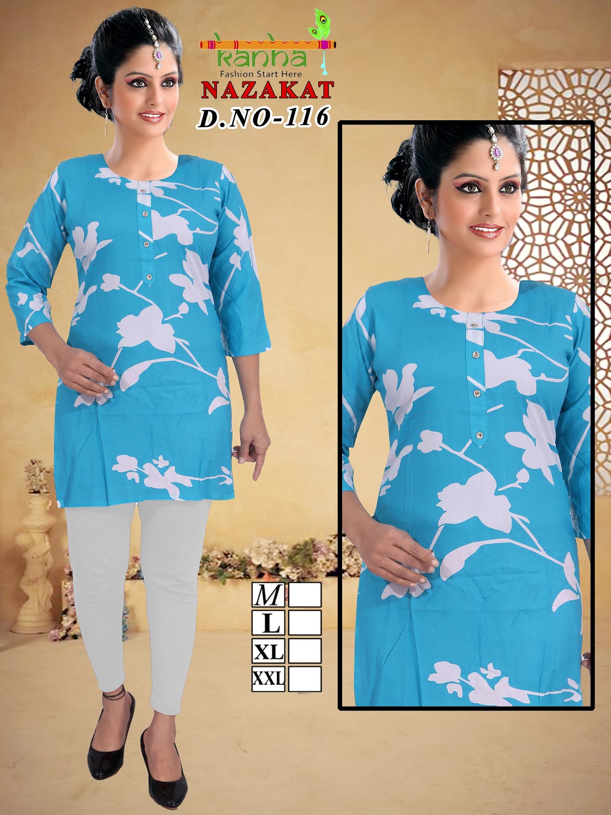 Nazakat Kanha Reyon Short Kurtis Exporter