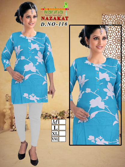 Nazakat Kanha Reyon Short Kurtis Exporter