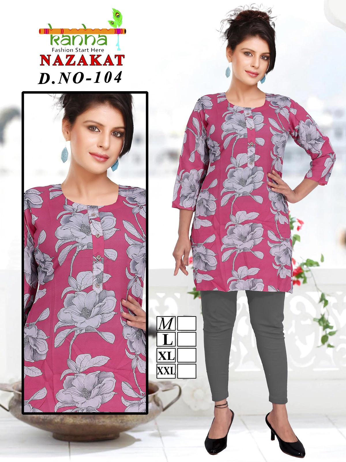 Nazakat Kanha Reyon Short Kurtis Exporter