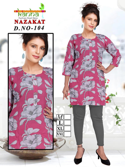 Nazakat Kanha Reyon Short Kurtis Exporter