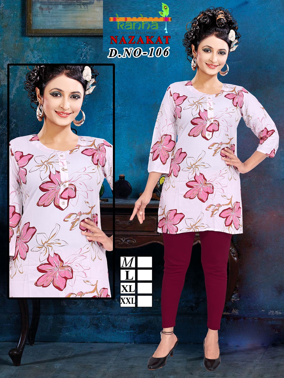 Nazakat Kanha Reyon Short Kurtis Exporter