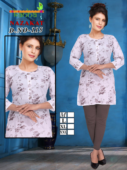 Nazakat Kanha Reyon Short Kurtis Exporter