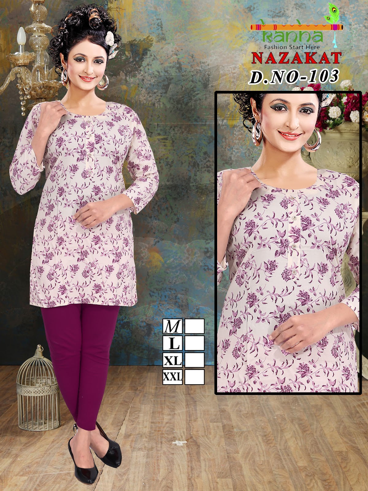 Nazakat Kanha Reyon Short Kurtis Exporter
