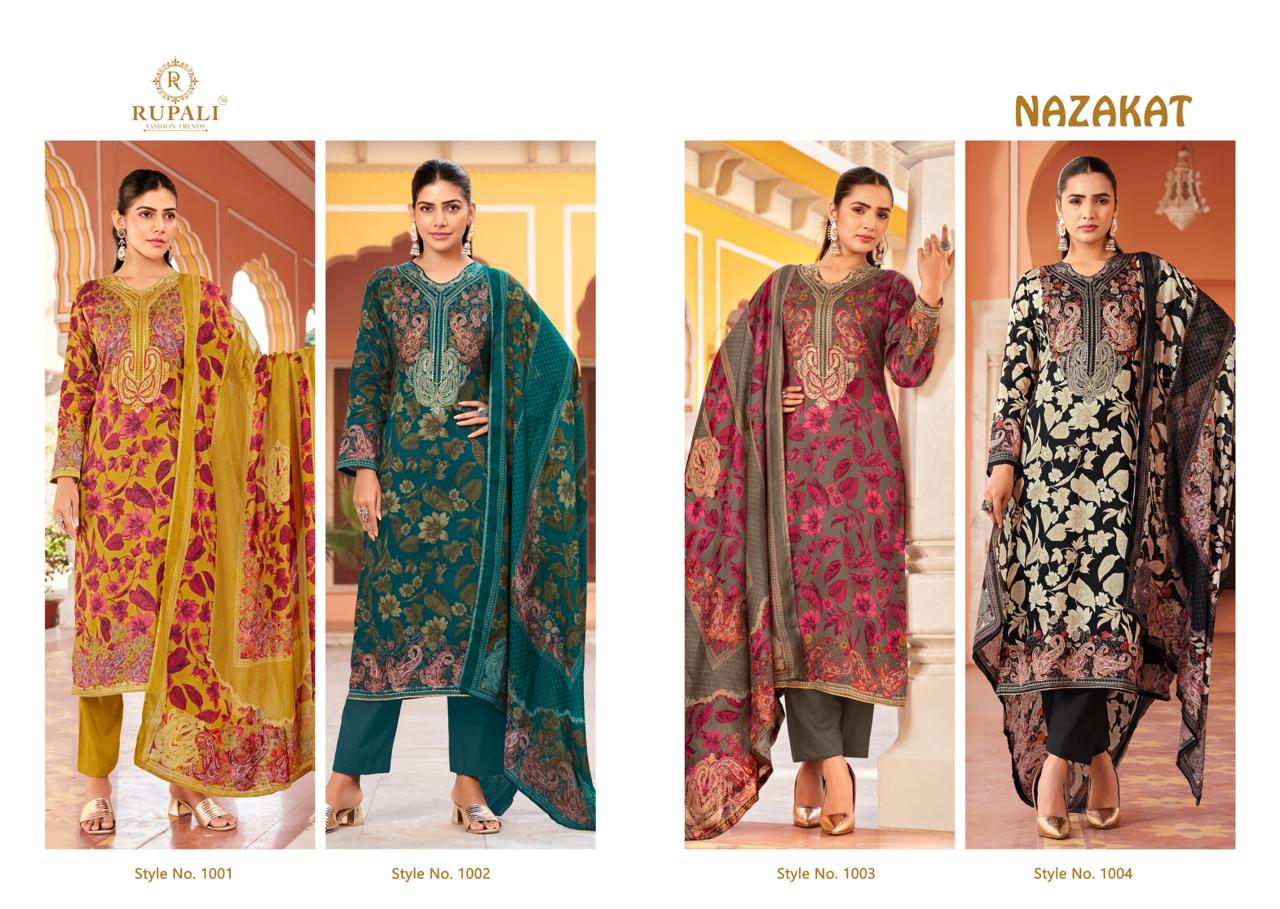 Nazakat Rupali Jaam Satin Pant Style Suits Exporter Gujarat