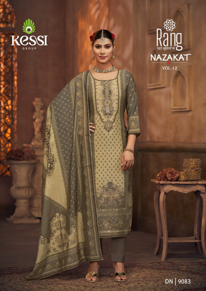 Nazakat Vol 12 Kessi Rang Muslin Pant Style Suits Wholesale Rate