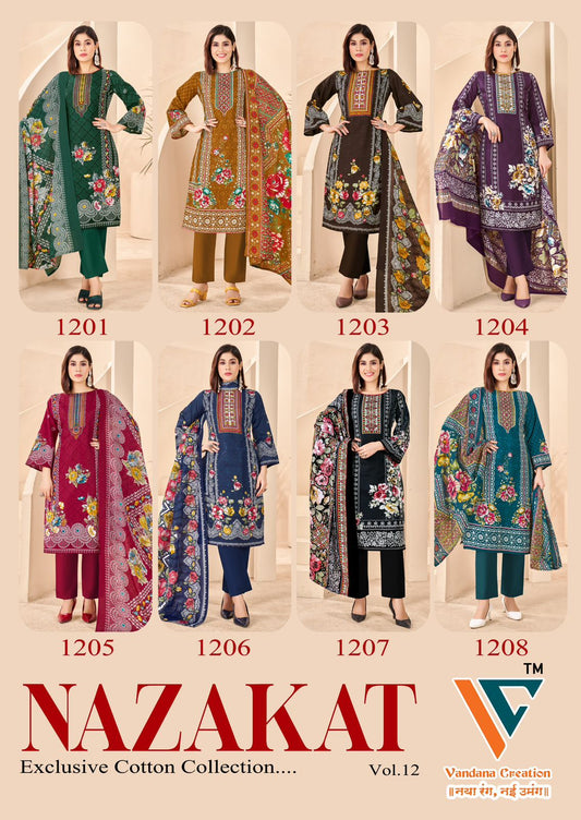 Nazakat Vol 12 Vandana Creation Cotton Karachi Salwar Suits Supplier Ahmedabad