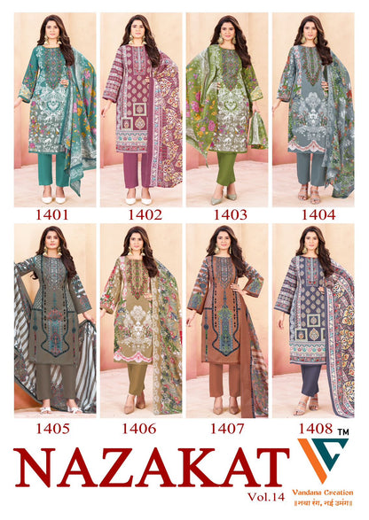 Nazakat Vol 14 Vandana Creation Soft Cotton Karachi Salwar Suits Manufacturer Ahmedabad