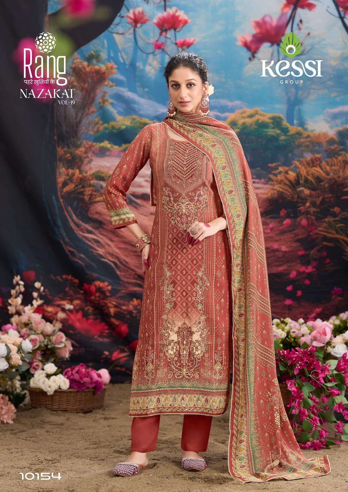 Nazakat Vol 19 Kessi Rang Muslin Pant Style Suits Supplier Gujarat