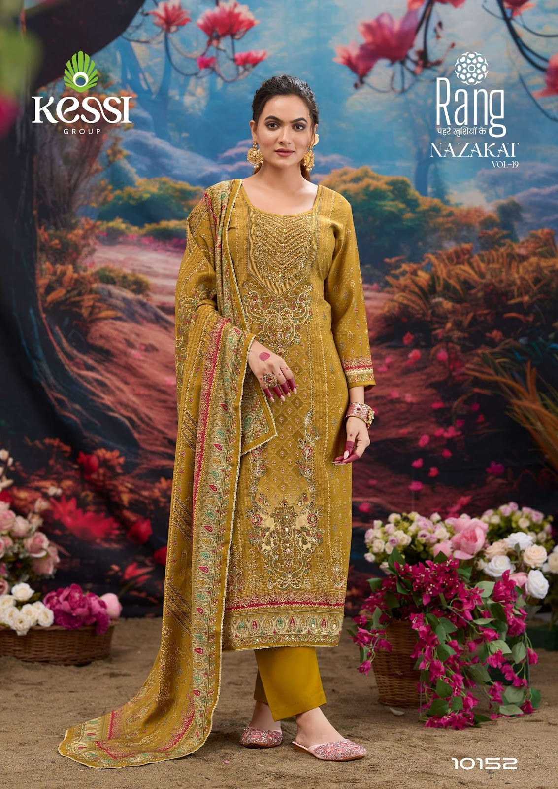 Nazakat Vol 19 Kessi Rang Muslin Pant Style Suits Supplier Gujarat