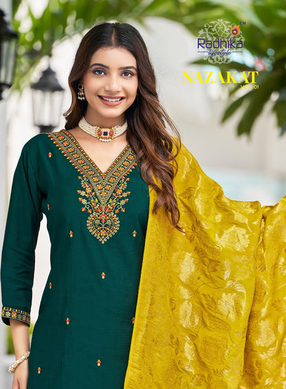 Nazakat Vol 1 Radhika Lifestyle Vertican Readymade Pant Style Suits Manufacturer Ahmedabad