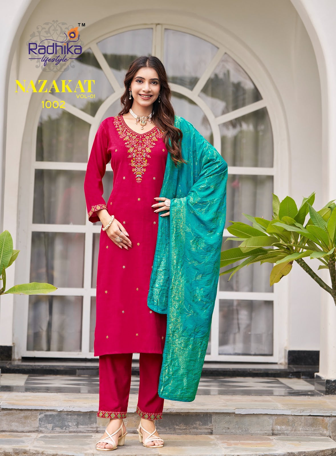 Nazakat Vol 1 Radhika Lifestyle Vertican Readymade Pant Style Suits Manufacturer Ahmedabad