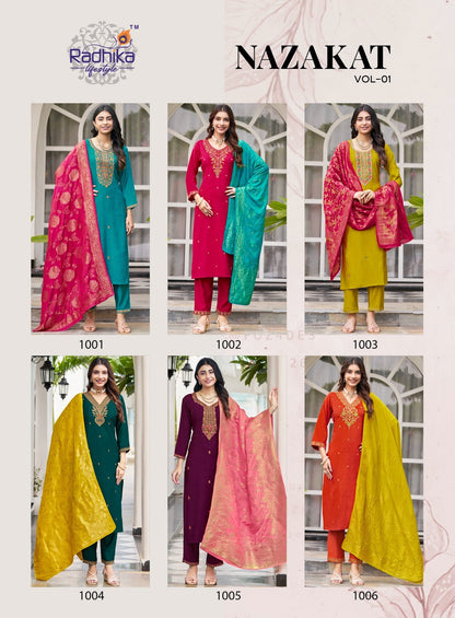 Nazakat Vol 1 Radhika Lifestyle Vertican Readymade Pant Style Suits Manufacturer Ahmedabad