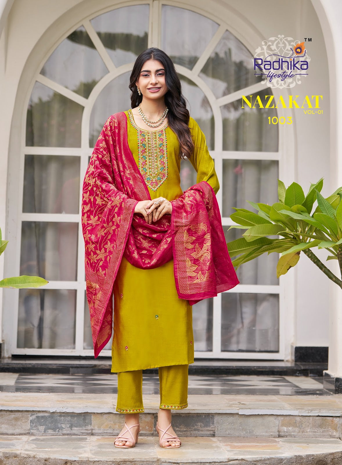 Nazakat Vol 1 Radhika Lifestyle Vertican Readymade Pant Style Suits Manufacturer Ahmedabad