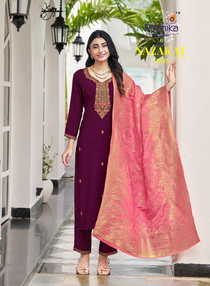 Nazakat Vol 1 Radhika Lifestyle Vertican Readymade Pant Style Suits Manufacturer Ahmedabad