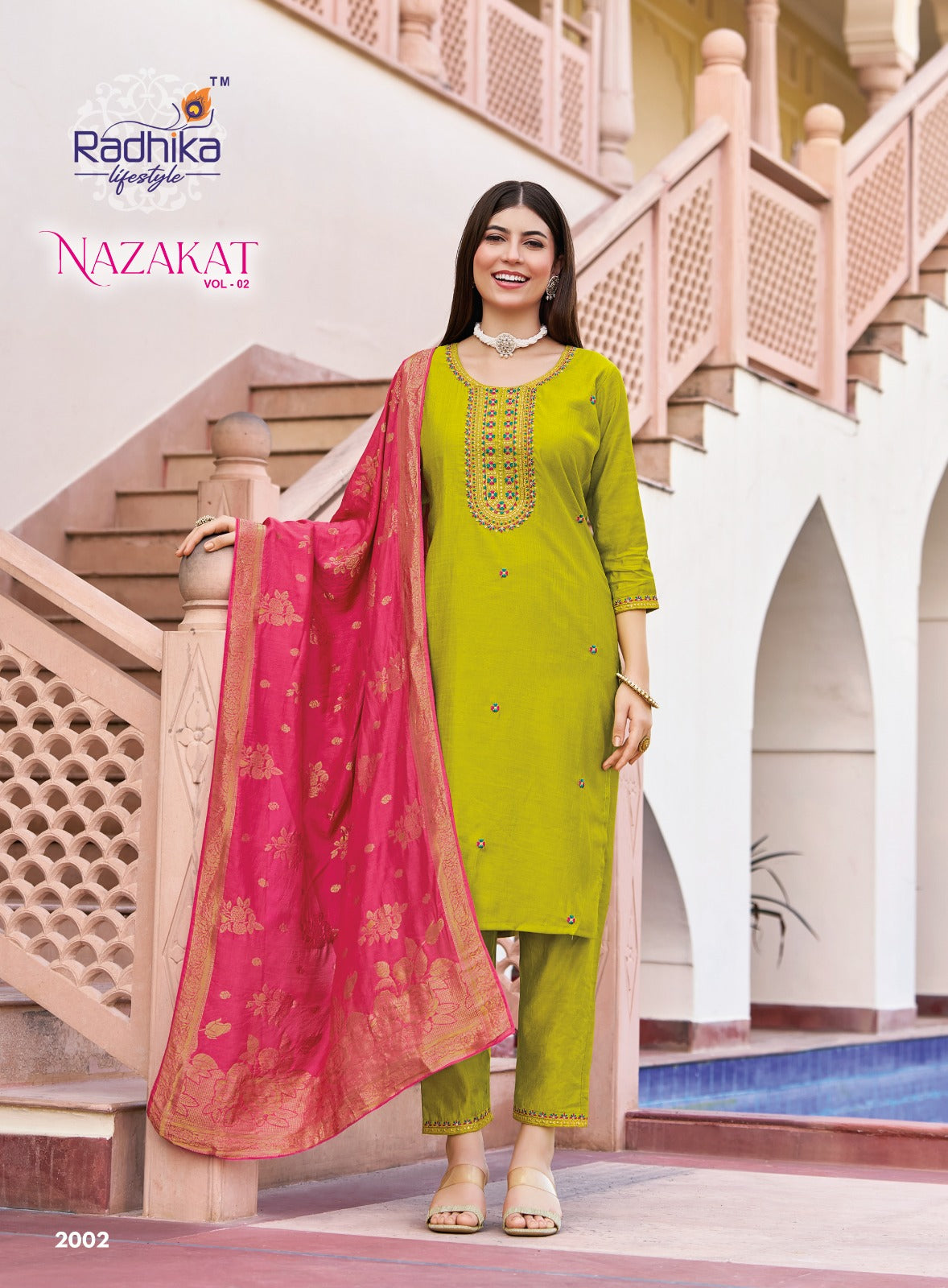 Nazakat Vol 2 Radhika Lifestyle Vertican Readymade Pant Style Suits Exporter Ahmedabad