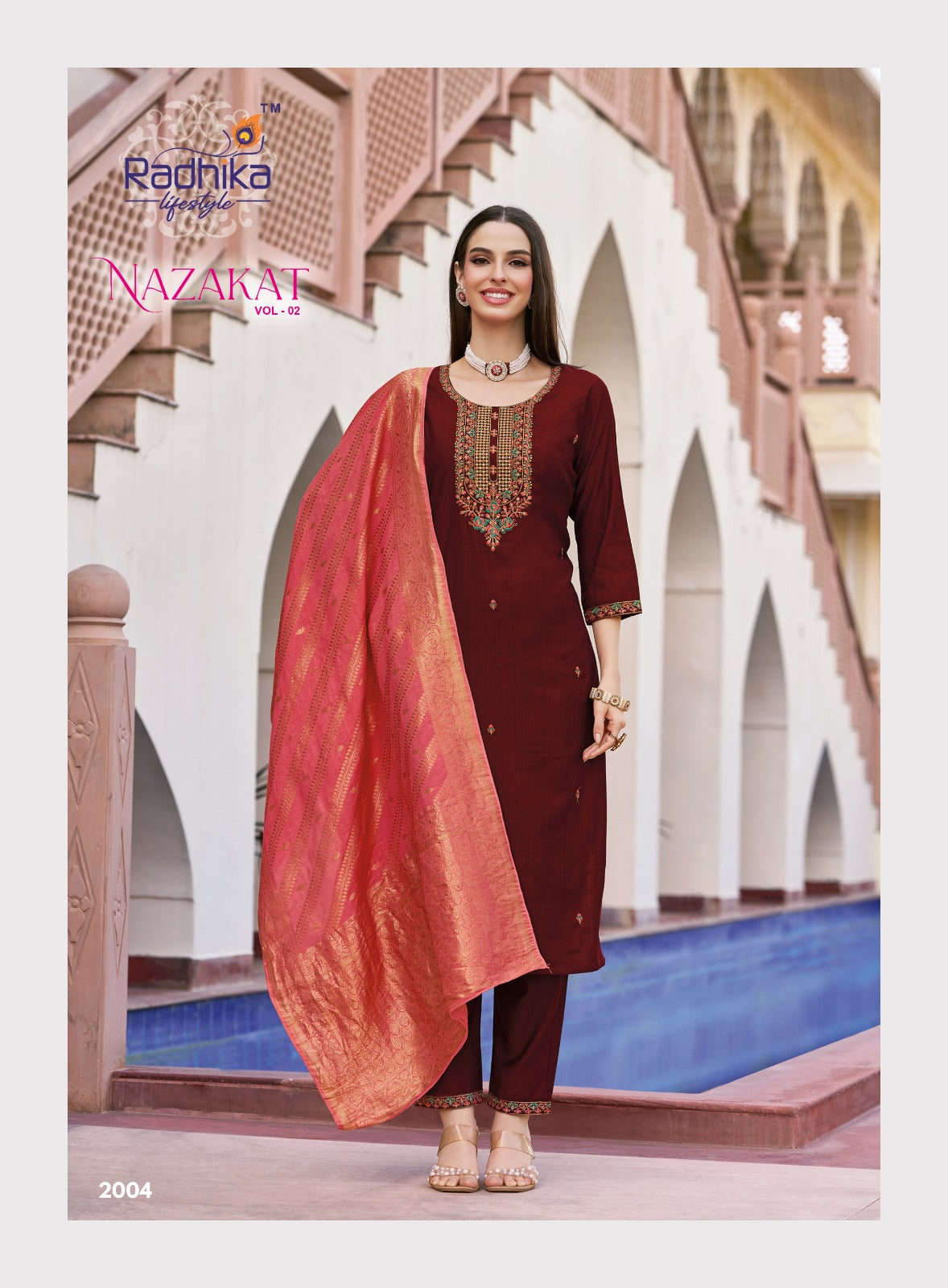 Nazakat Vol 2 Radhika Lifestyle Vertican Readymade Pant Style Suits Exporter Ahmedabad