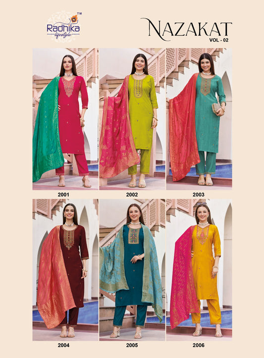 Nazakat Vol 2 Radhika Lifestyle Vertican Readymade Pant Style Suits Exporter Ahmedabad