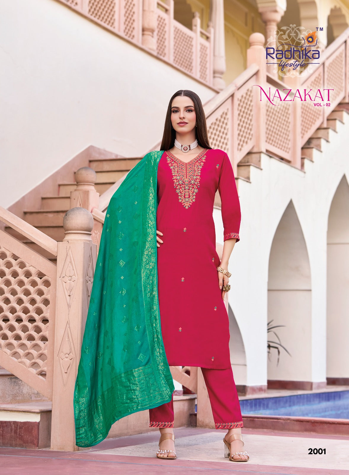 Nazakat Vol 2 Radhika Lifestyle Vertican Readymade Pant Style Suits Exporter Ahmedabad
