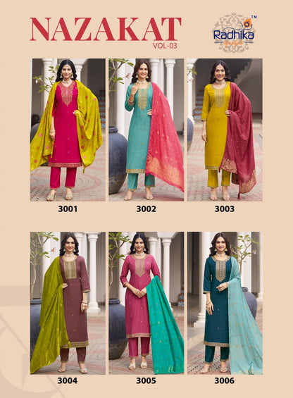 Nazakat Vol 3 Radhika Lifestyle Berlin Readymade Pant Style Suits Supplier Gujarat