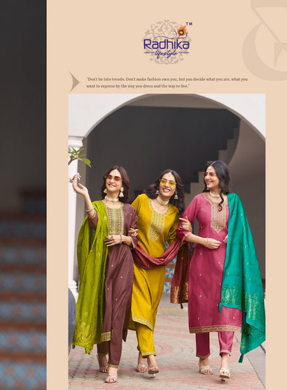 Nazakat Vol 3 Radhika Lifestyle Berlin Readymade Pant Style Suits Supplier Gujarat