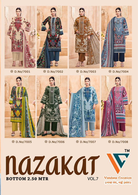 Nazakat? Vol 7 Vandana Creation Soft Cotton Pant Style Suits Manufacturer India