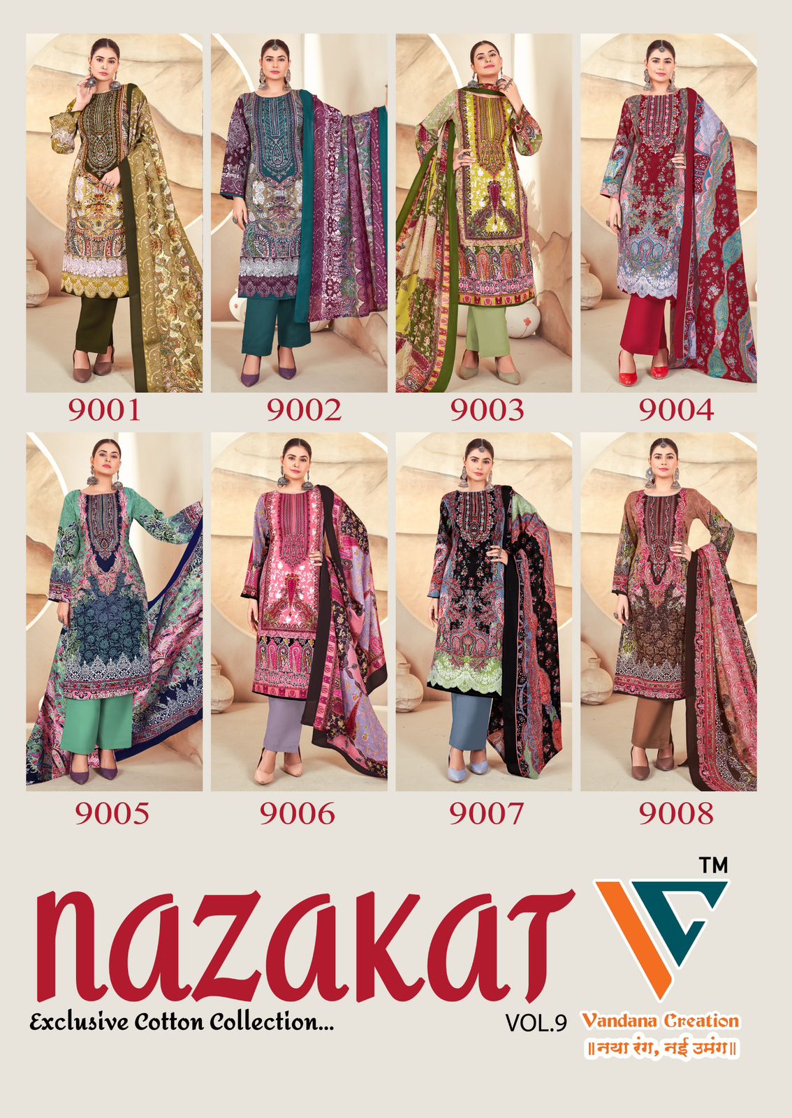 Nazakat Vol 9 Vandana Creation Cotton Karachi Salwar Suits Manufacturer India
