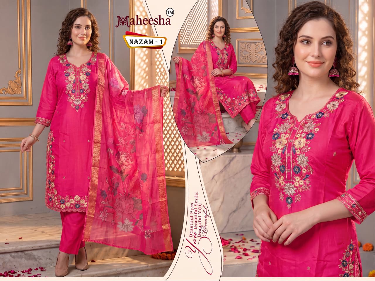 Nazam Maheesha Satin Readymade Pant Style Suits Supplier Gujarat