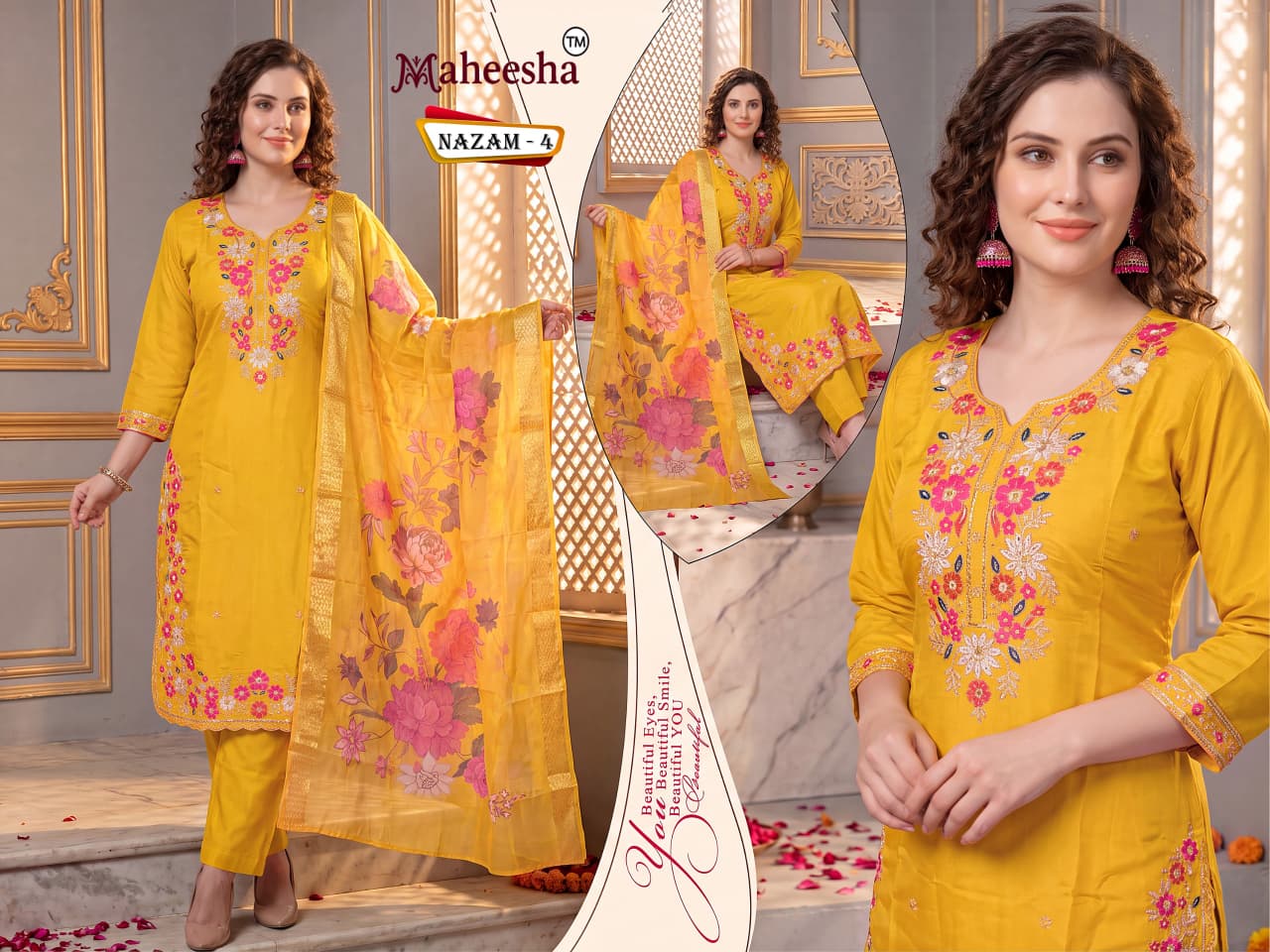 Nazam Maheesha Satin Readymade Pant Style Suits Supplier Gujarat