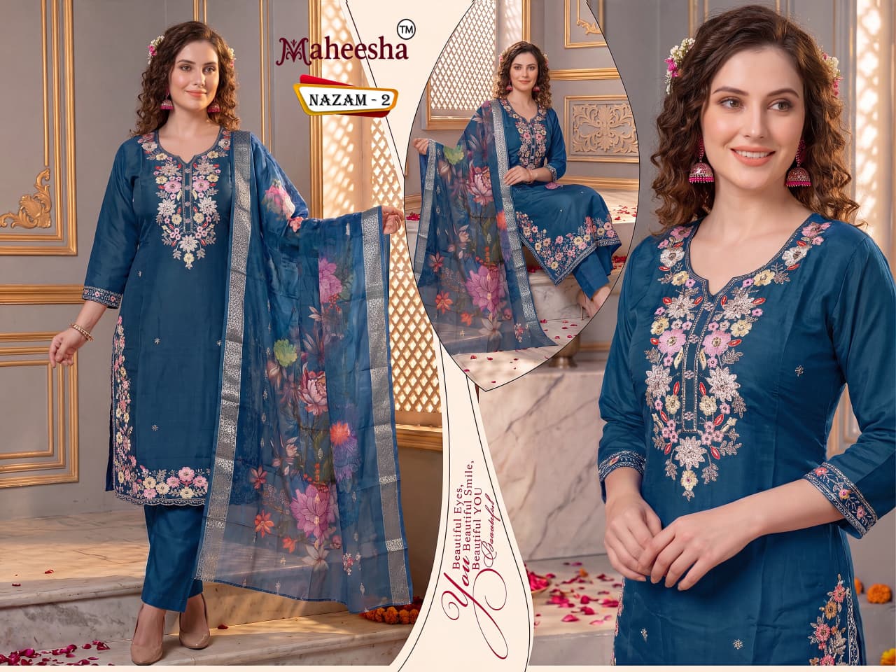 Nazam Maheesha Satin Readymade Pant Style Suits Supplier Gujarat